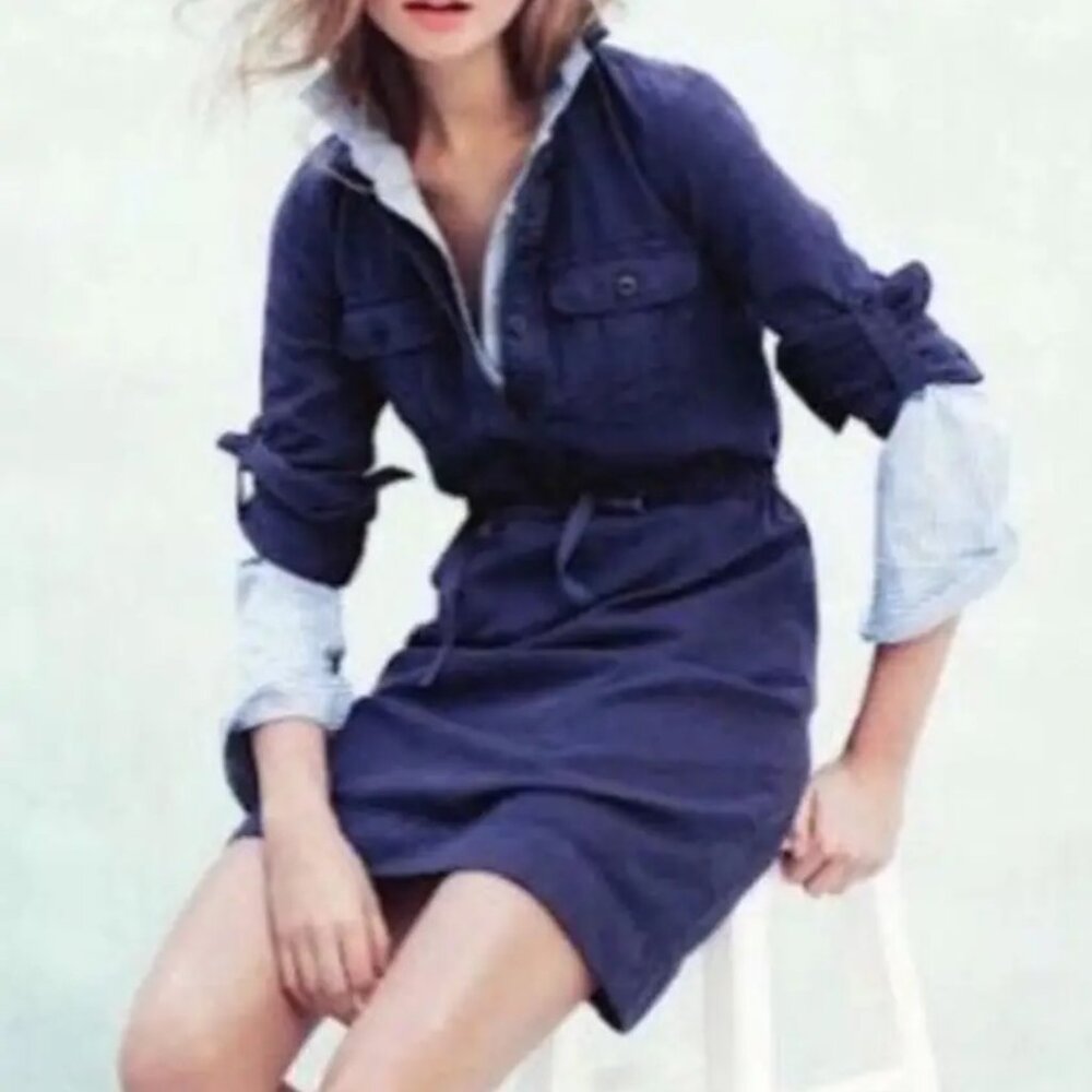J. Crew Navy Blue Shirt Dress Misses - Sz 12
